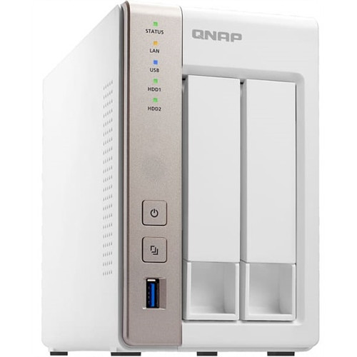 Qnap TS-253A QTS-Linux Combo NAS N3150 1,6GHz CPU 4GB RAM 2TB Hot Swap SATA HDD 2x 4K HDMI Out 3x USB 3.0 2x RJ45 White